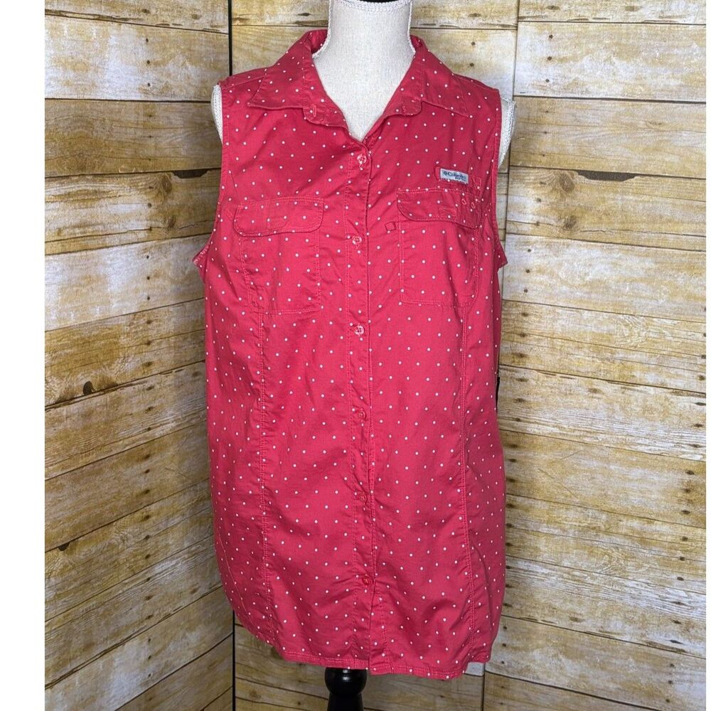 COLUMBIA PFG SEMI-FITTED BUTTON FRONT OUTDOOR EVERYDAY CASUAL TOP SIZE XL